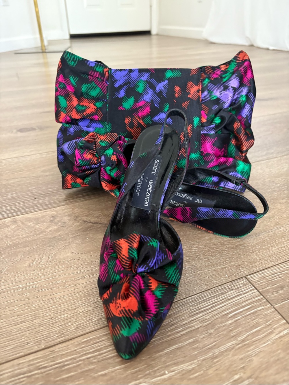 Vintage Stuart Weitzman Matching Heels & Clutch Set | 90s Designer - Picture 2 of 14